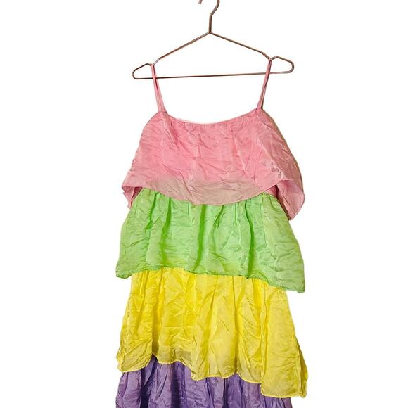 Olivia Ruben Cici Rainbow Multicolor Sleeveless Tiered Maxi Dress Size 8 - Picture 7 of 16